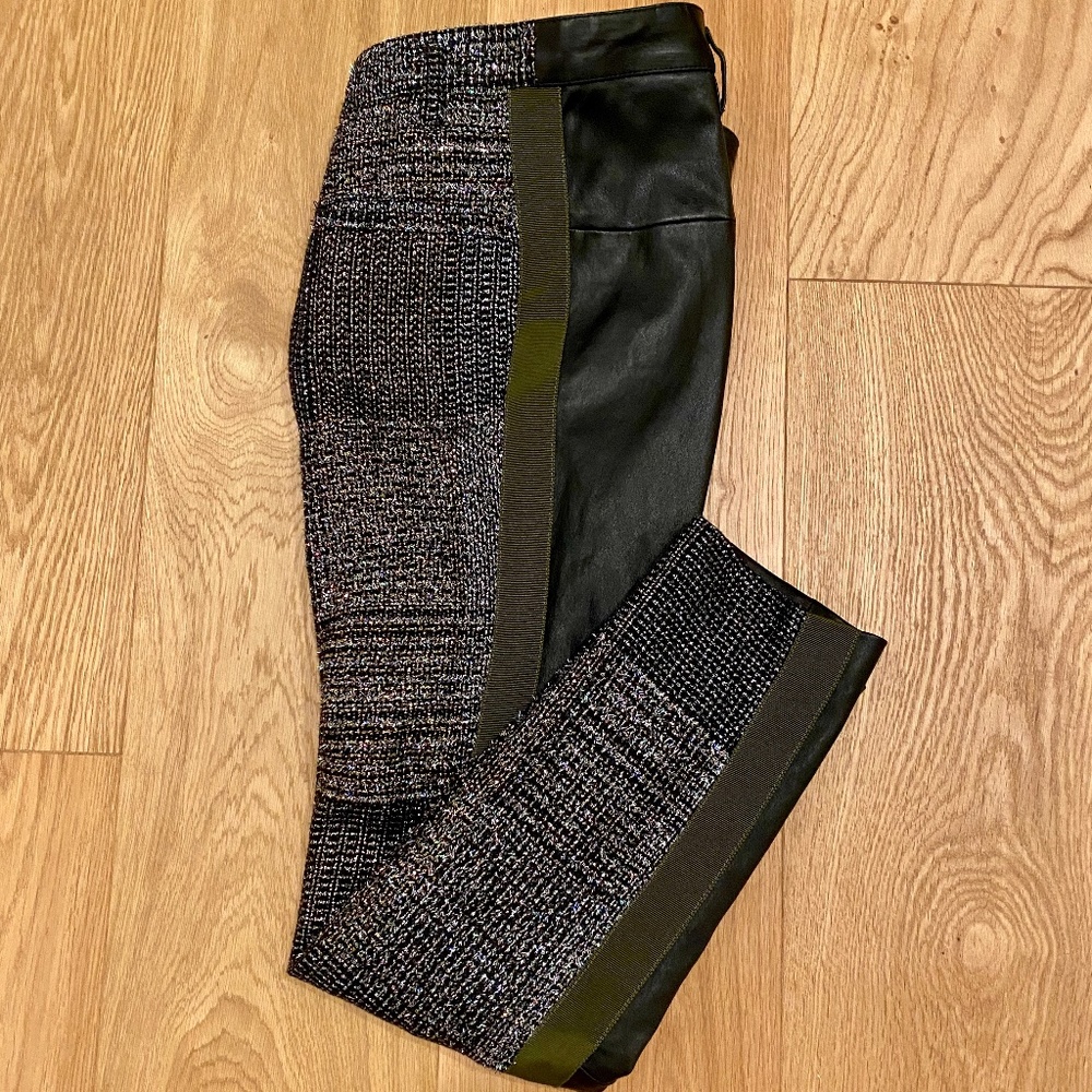 Haider Ackermann Lurex and Leather Panel Trousers